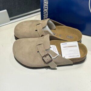 Birkenstock Boston Taupe Suede Soft Leather Women' Shoes New
